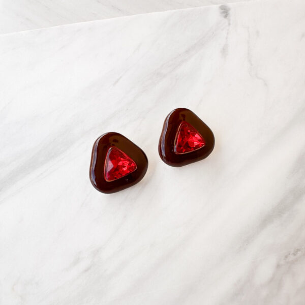 Red Triangle Earrings