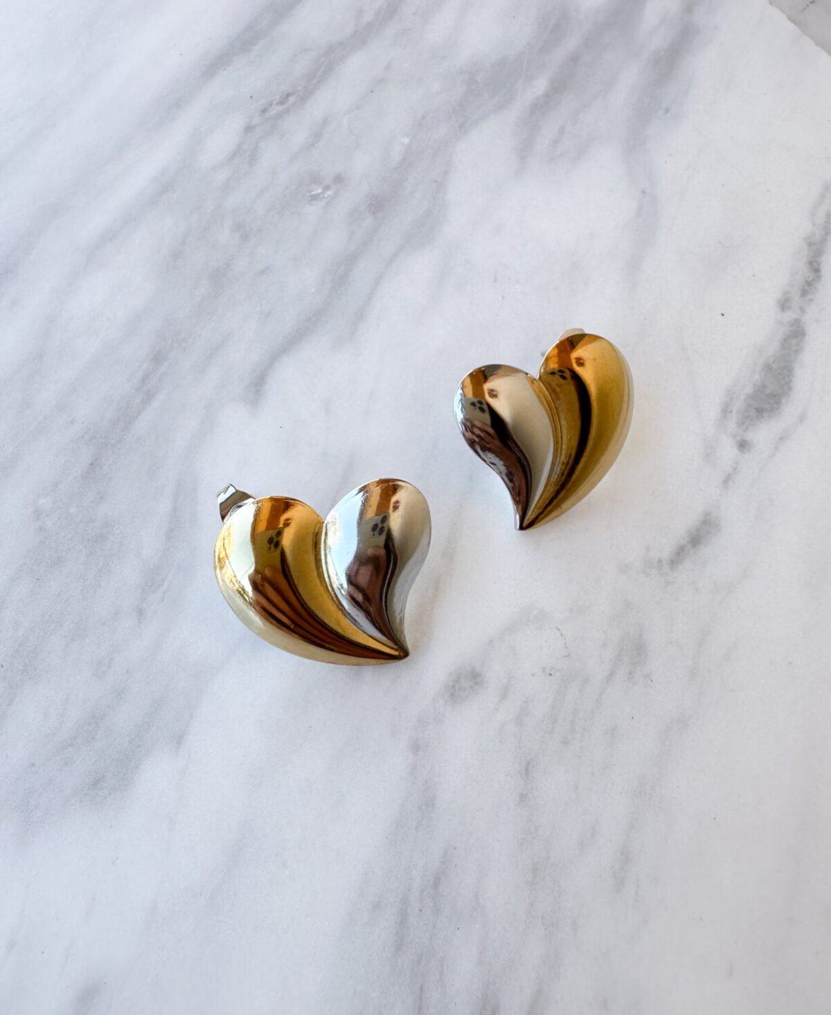 Golden Silver Heart Earrings