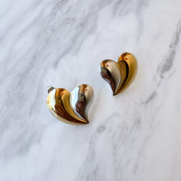 Golden Silver Heart Earrings