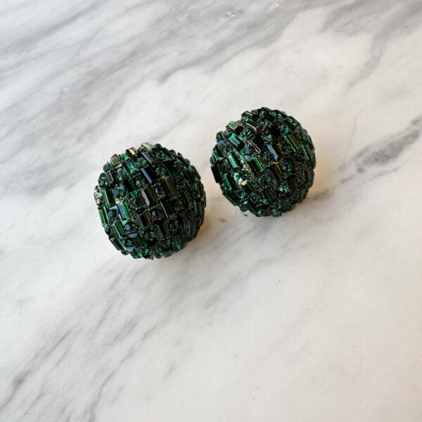 Round Green Crystal Earrings Small