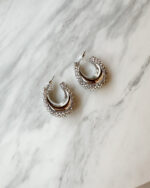 Silver Crystal Oval Hoops