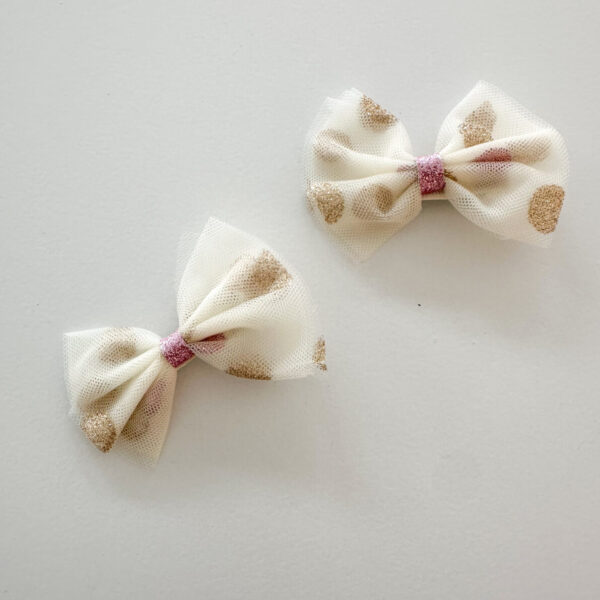 Beige Bow Clips